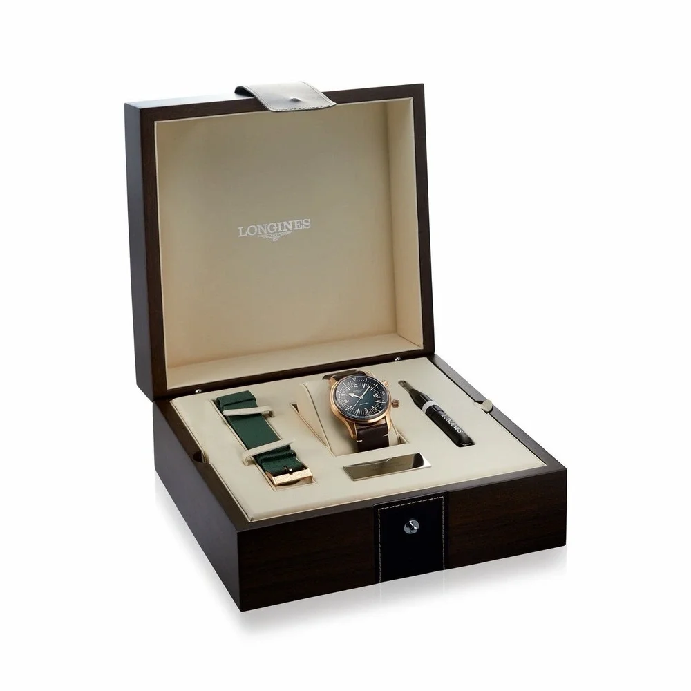 Longines Legend Diver Bronze 42mm Auto Green Dial 300m Box Papers Extra Strap
